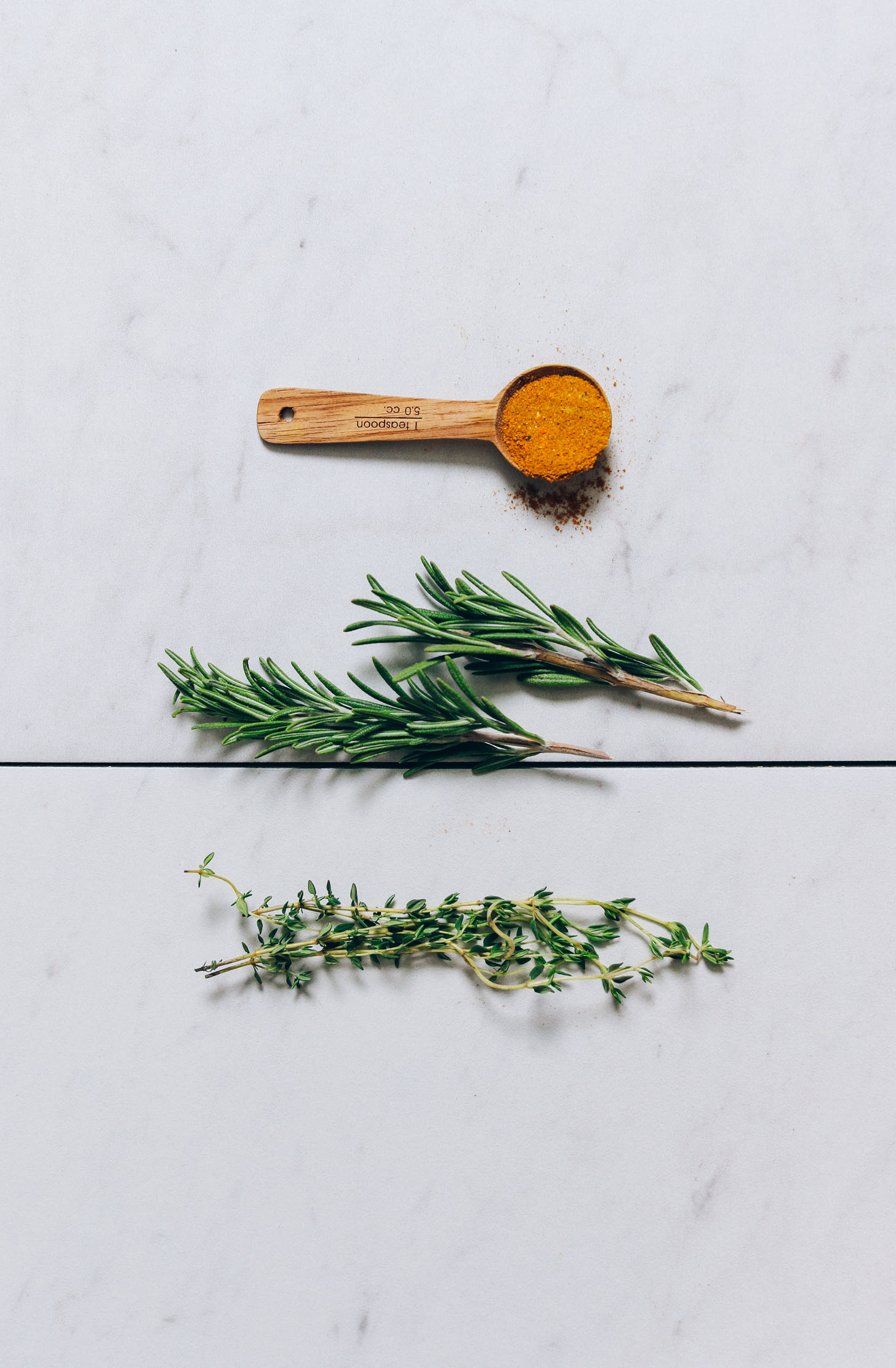 Curry powder, rosemary, and thyme